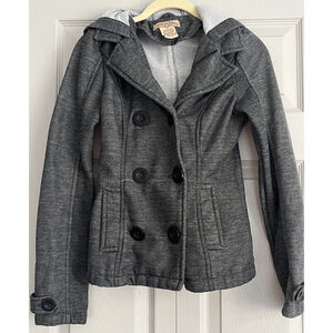 Paris Blues Gray Wash Button‎ Up Hoodie Jacket Blazer Women's Size Medium